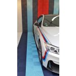 Plastová dlažba Mosolut Performance Floor, typ Race Flat, barva kovově šedá v kombinaci s modrou a červenou